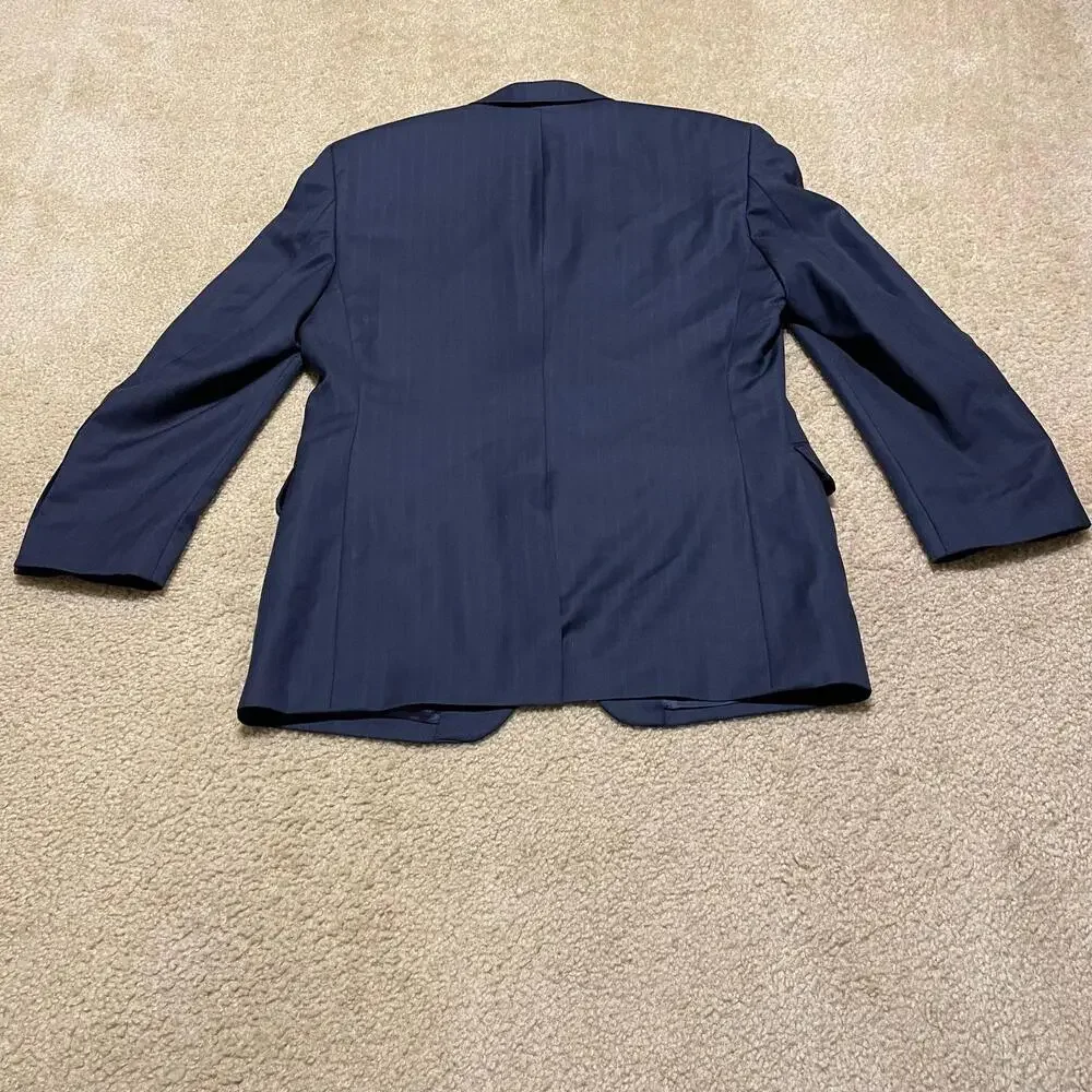 Jos A Bank Signature Collection Blazer Mens 42R Navy Blue Wool Silk Sport Coat